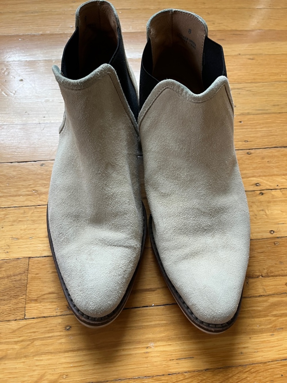 J. Crew minimalist slip on cream buttery suede booties 8 scandi girl off white